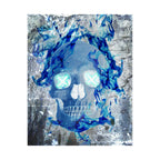 Blue Flame Skull Poster Print - Gothic Fire Skull Art