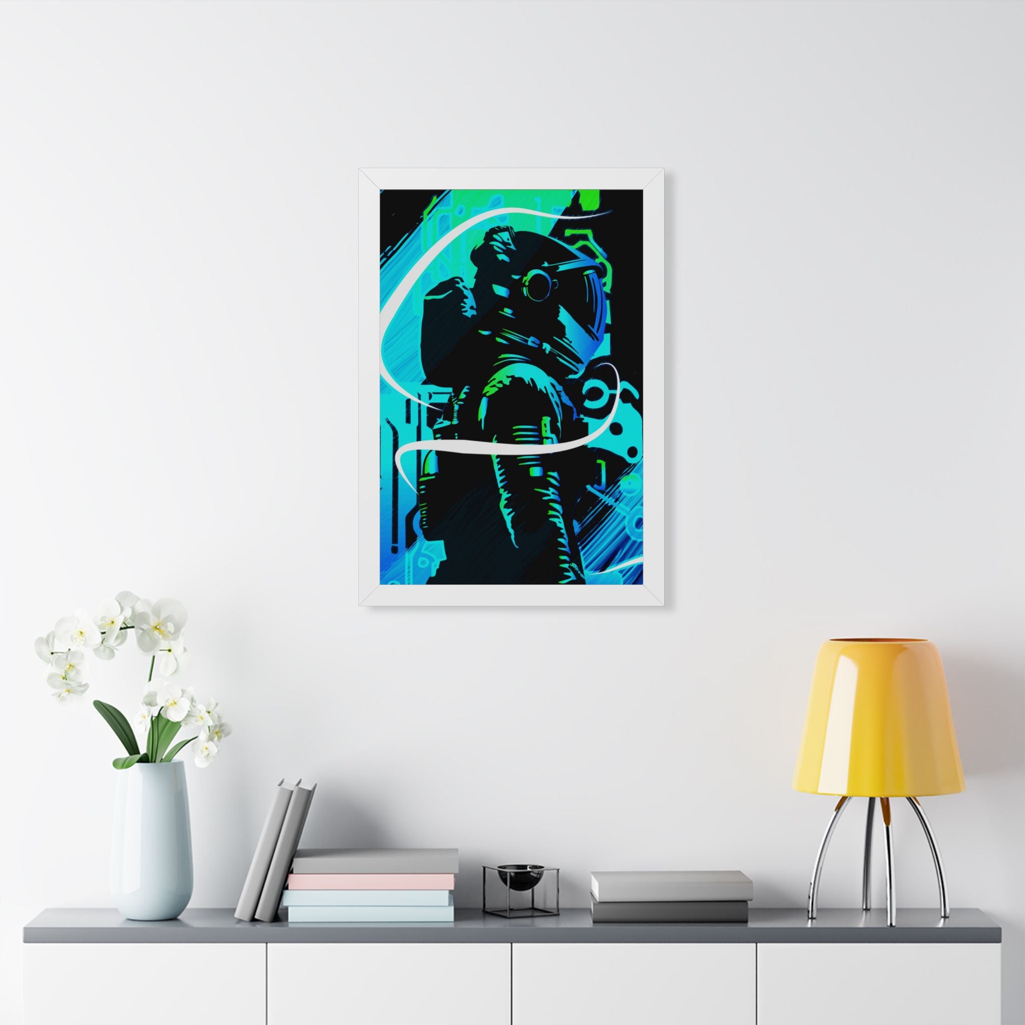 Grunge Paint Blast Framed Poster - Splatter Astronaut Wall Art