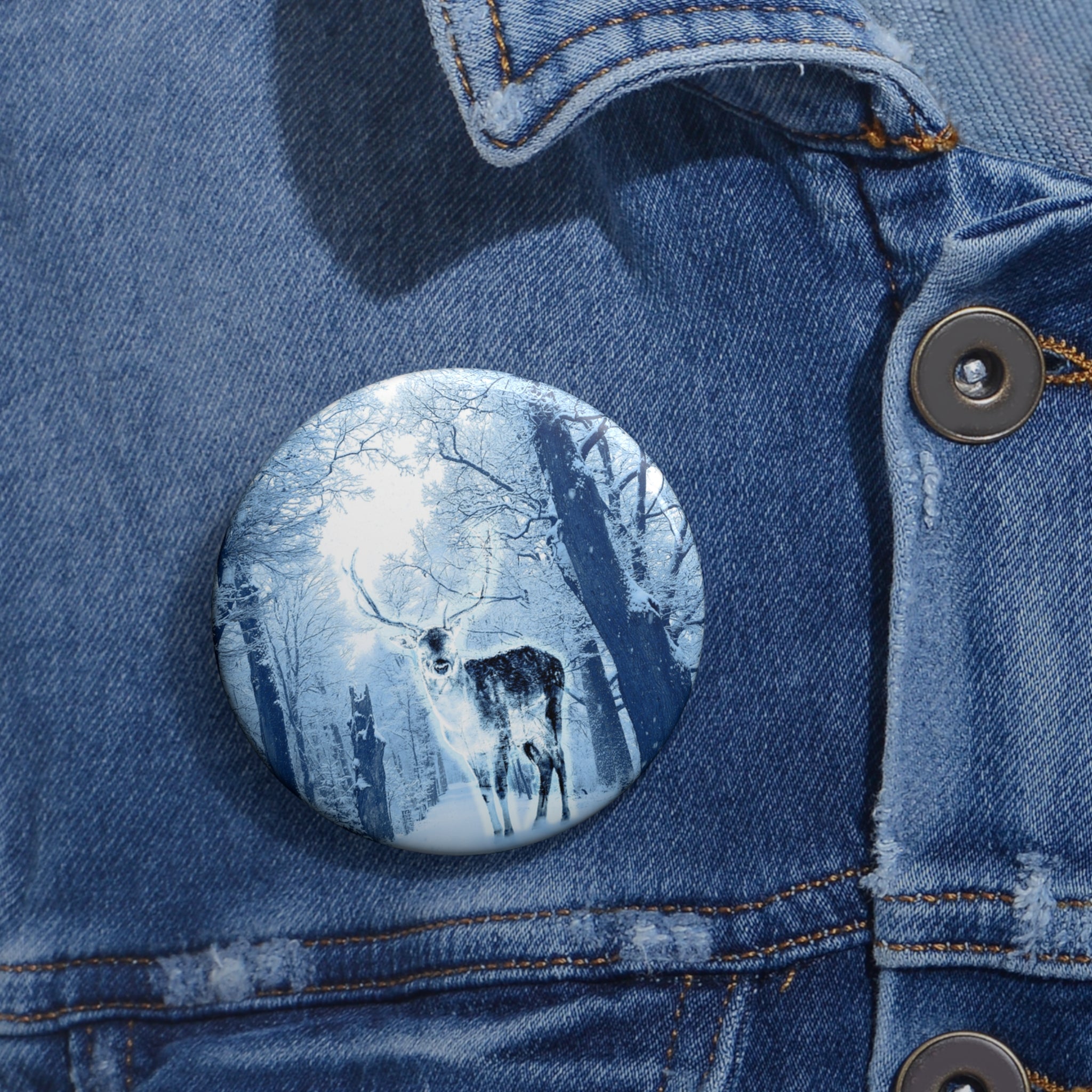 Cosmic Deer Pin - Celestial Wildlife Art Button