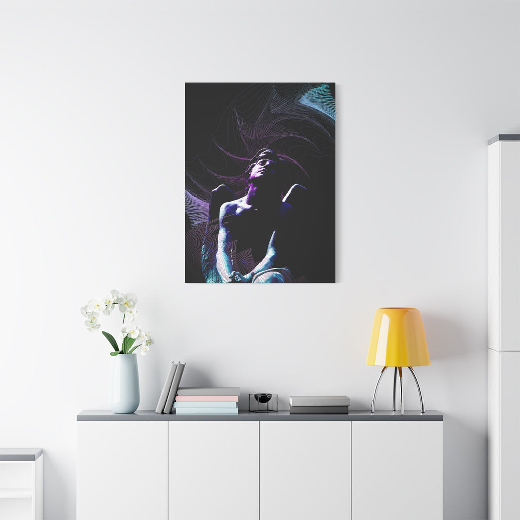 Skybound Canvas Wall Art - Surreal Angel Figure in the Clouds