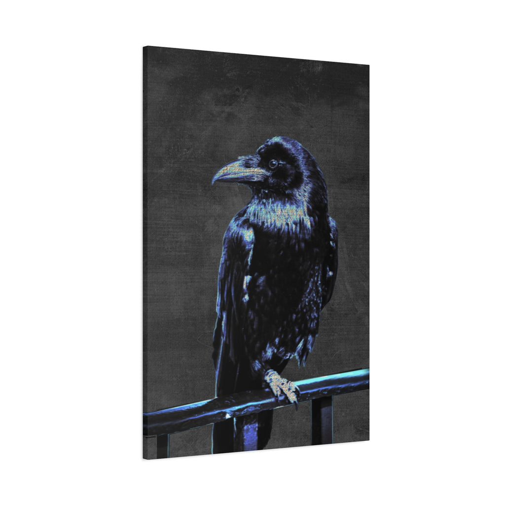 Blue Crow Canvas Wall Art - Surreal Raven Bird Decor