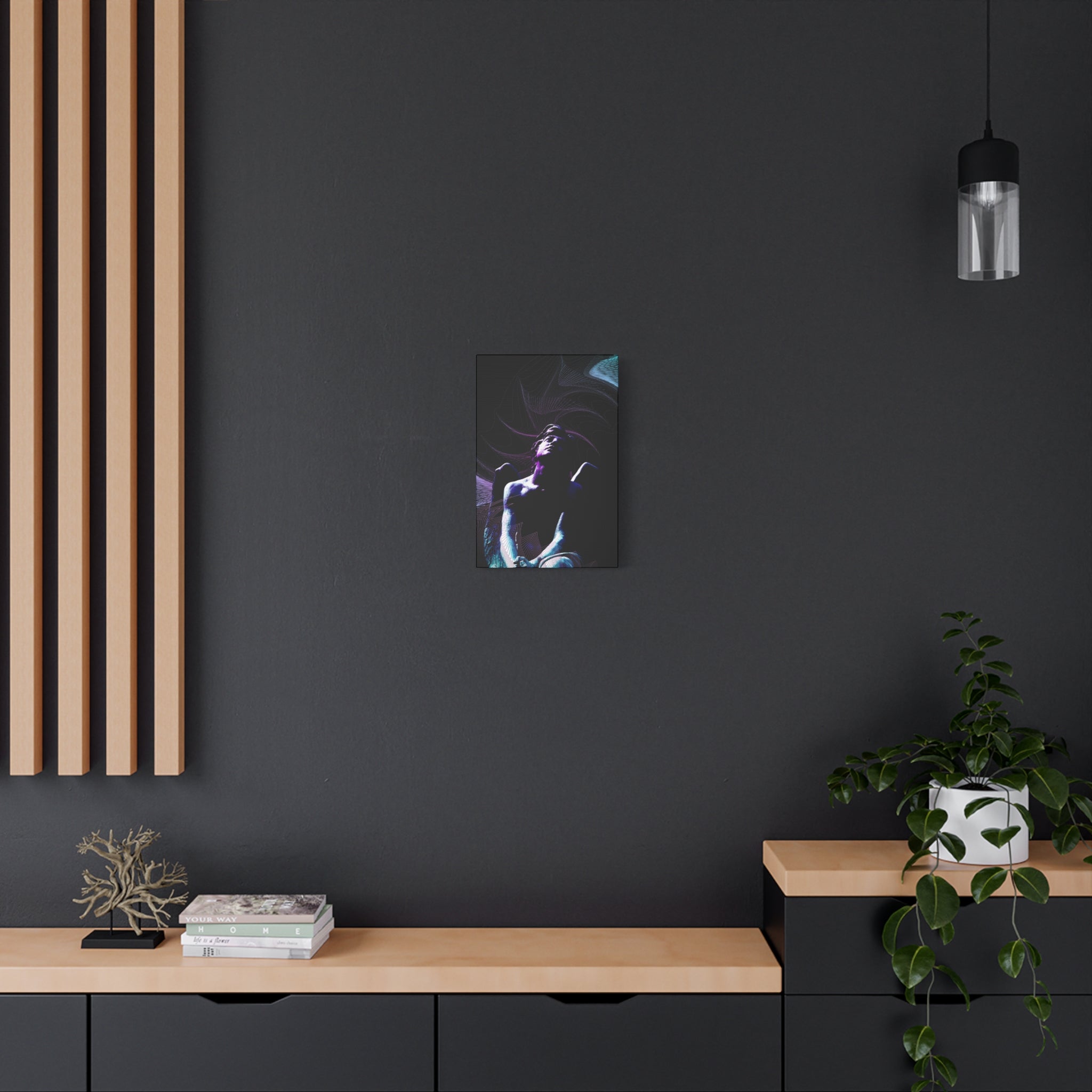 Skybound Canvas Wall Art - Surreal Angel Figure in the Clouds