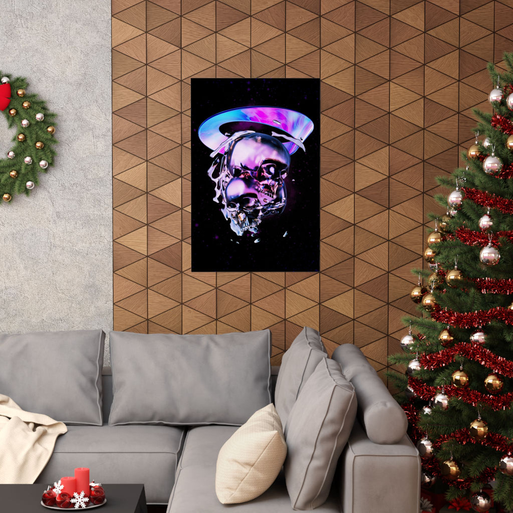 Melted Skeleton Skulls Poster Print - Gothic Cosmic Skull Art
