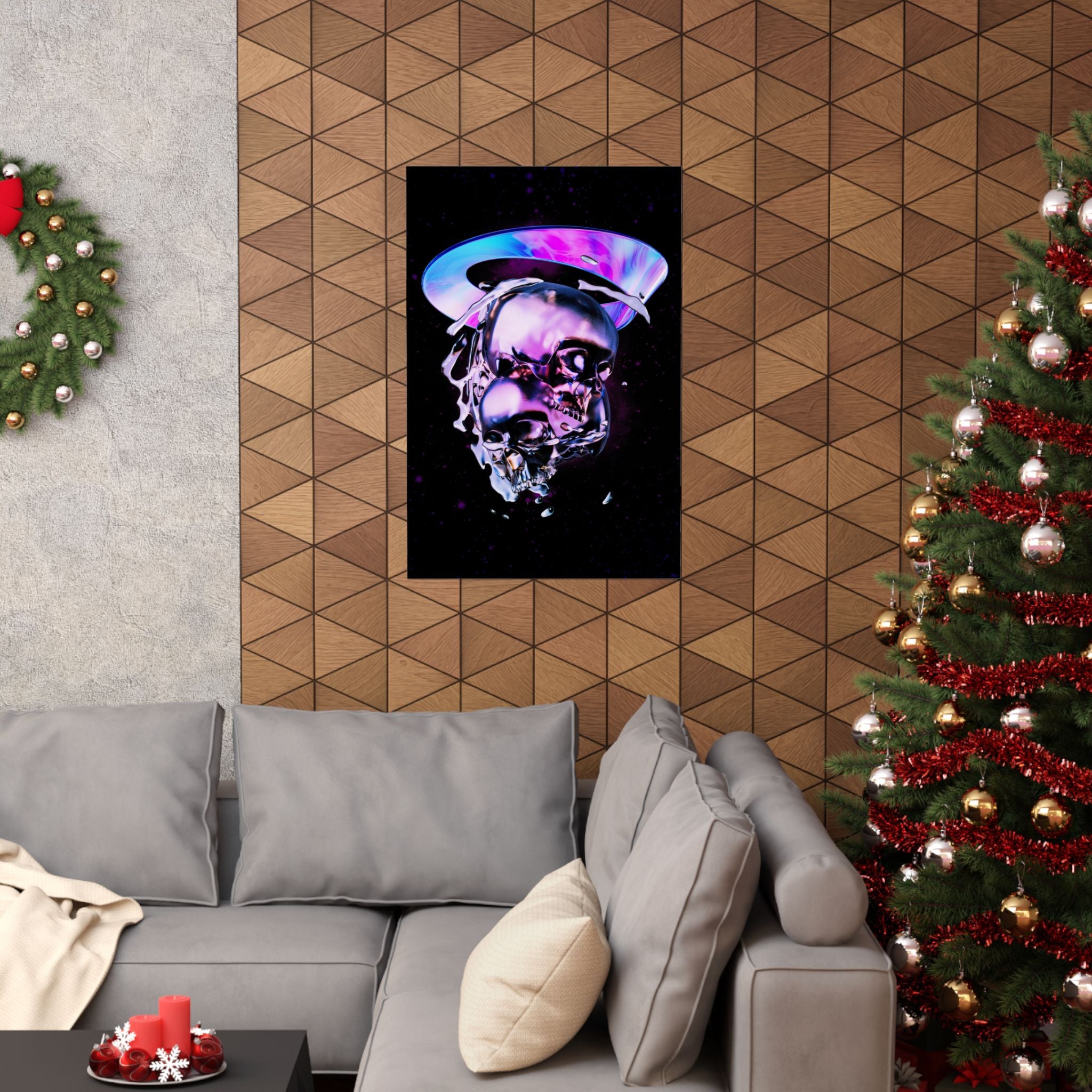 Melted Skeleton Skulls Poster Print - Gothic Cosmic Skull Art