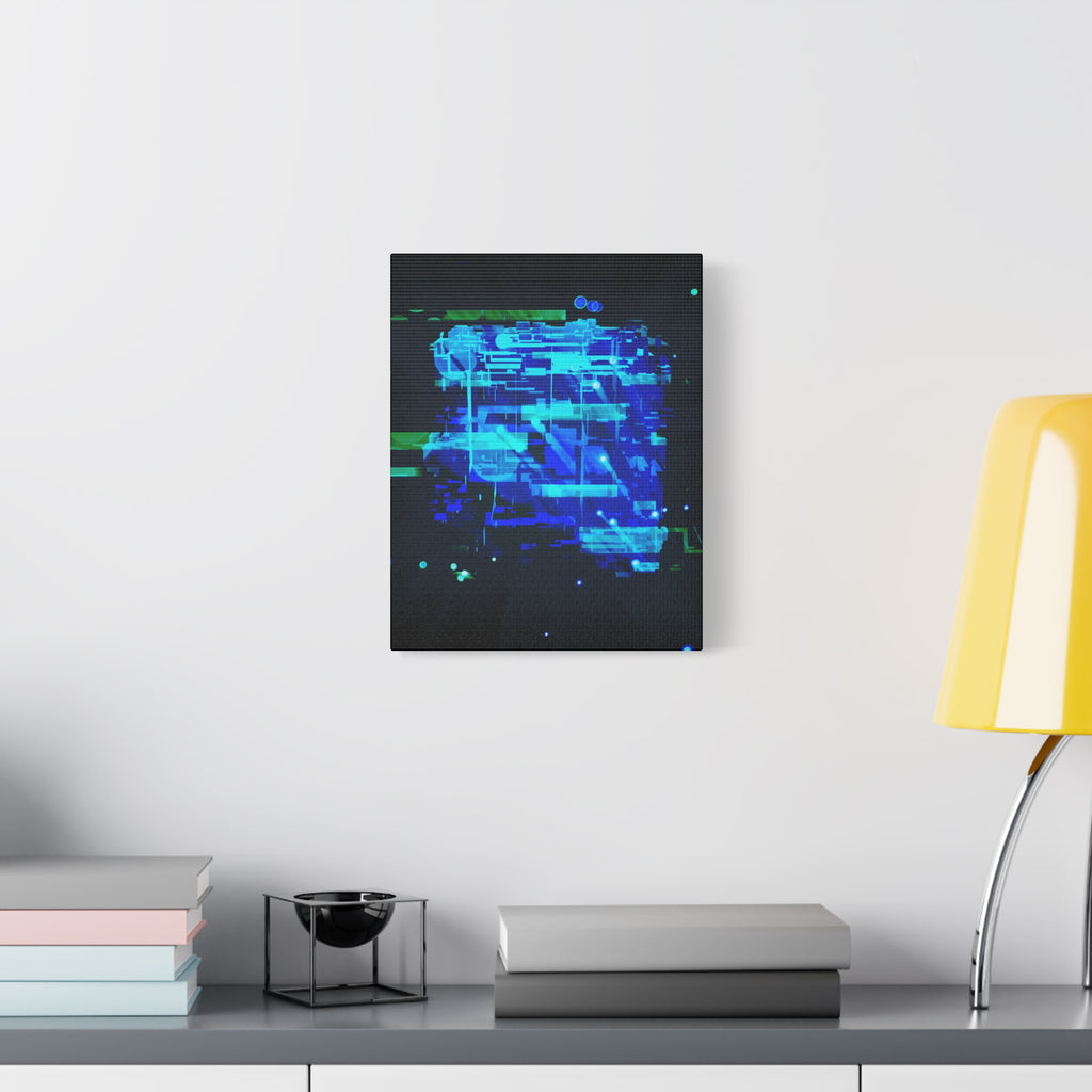 The Data Cube Sci-Fi Cyberpunk Canvas Art | Abstract Tech Futuristic Digital Wall Decor