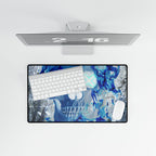 Blue Flame Skull Gothic Gaming Desk Mat
