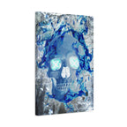 Blue Flame Skull Gothic Canvas Art - Edgy Fire Skeleton Decor