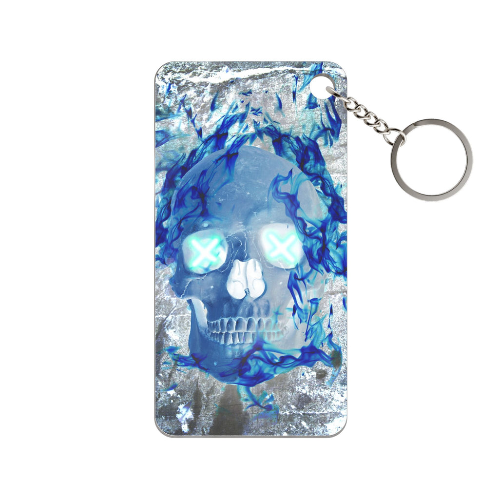 Blue Flame Skull Keychain - Gothic Fire Acrylic Charm