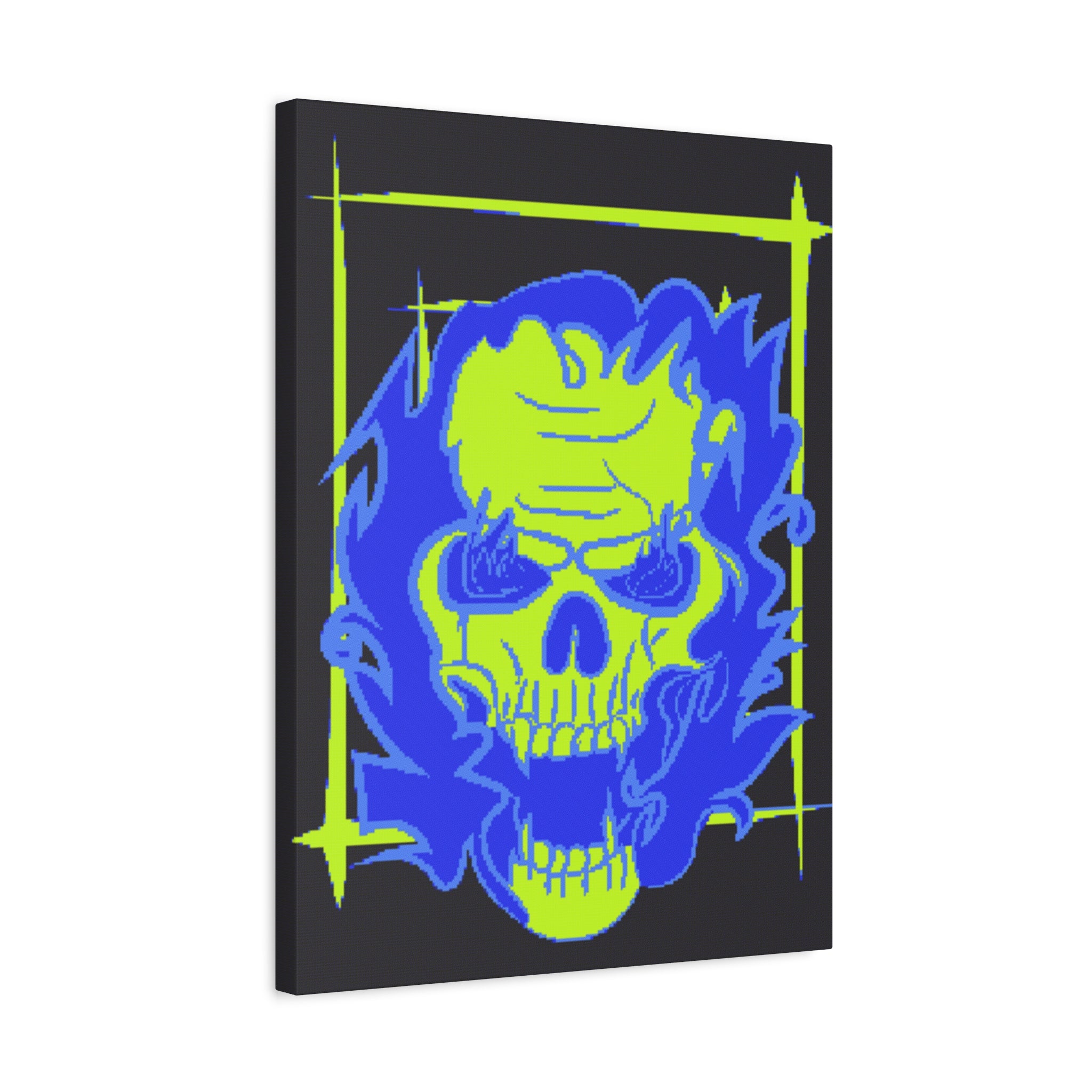 Skull of Mental Fire Canvas Wall Art - Psychedelic Gothic Decor