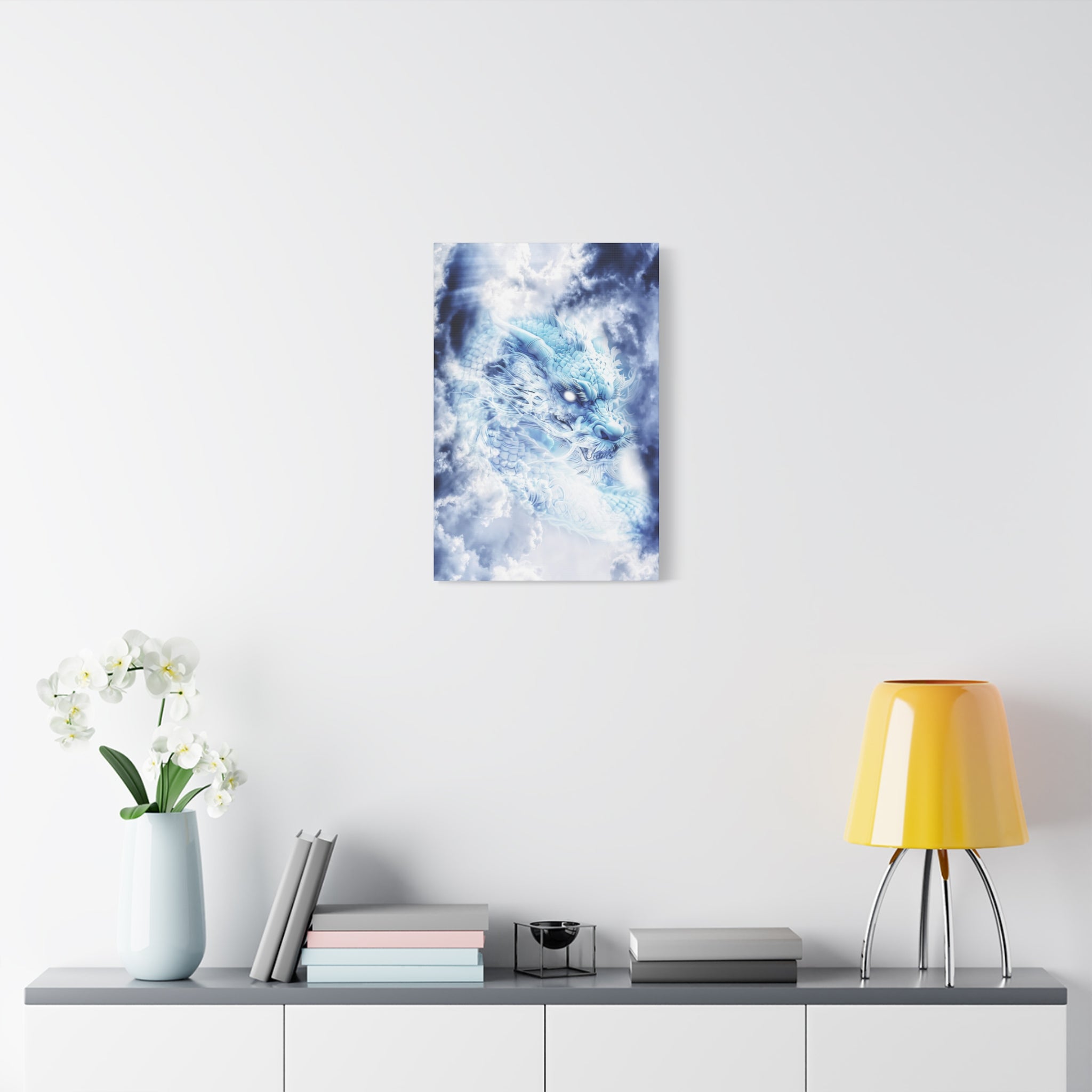 Blue Sky Dragon Canvas Wall Art - Celestial Fantasy Decor