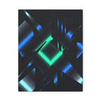 Abstract Techno Blue Canvas Wall Art - Digital Glitch Decor
