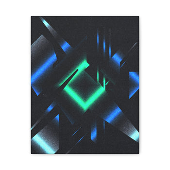 Abstract Techno Blue Canvas Wall Art - Digital Glitch Decor by Kiyo Arts