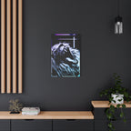 CRT Lion Retro Wave Canvas Art - 80s Vaporwave Neon Decor