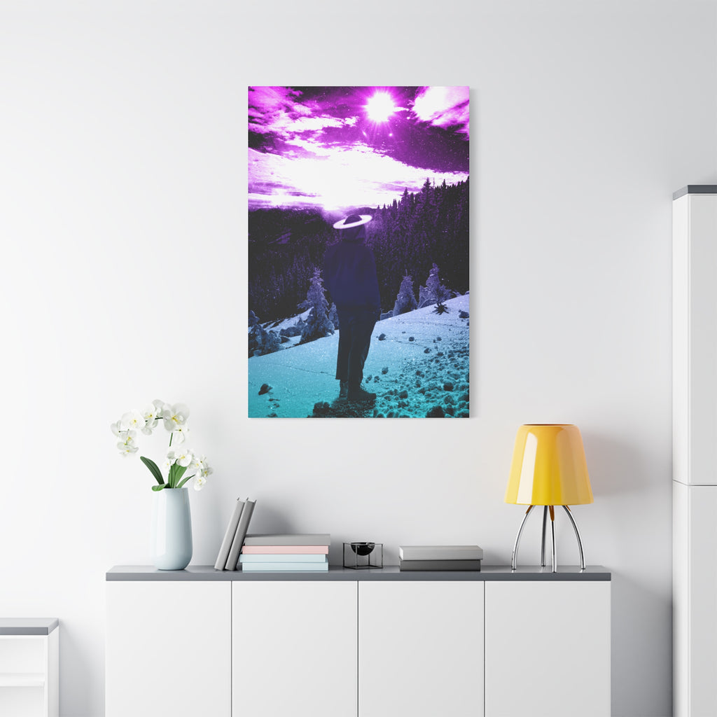 Winter Aurora Light Snowy Forest Canvas Art | Northern Lights Arctic Landscape Wall Decor