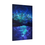 Cosmic Frosted City Canvas Wall Art - Winter Cityscape Decor