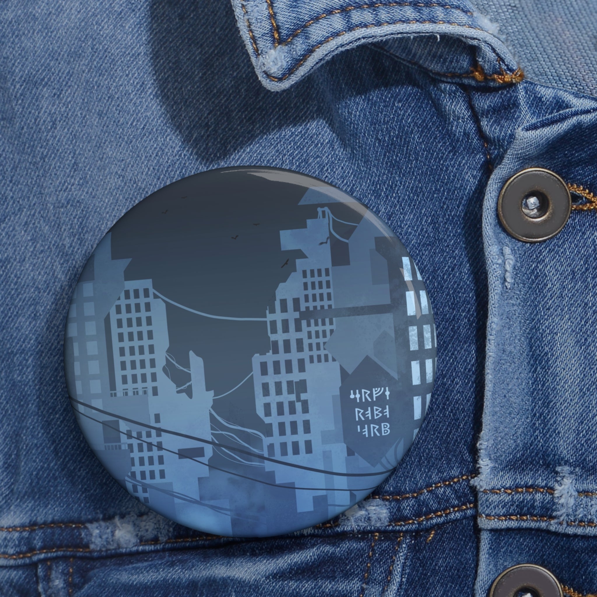 Vibrant City Lights Nightscape Art Pin