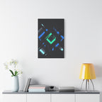 Abstract Techno Blue Canvas Wall Art - Digital Glitch Decor