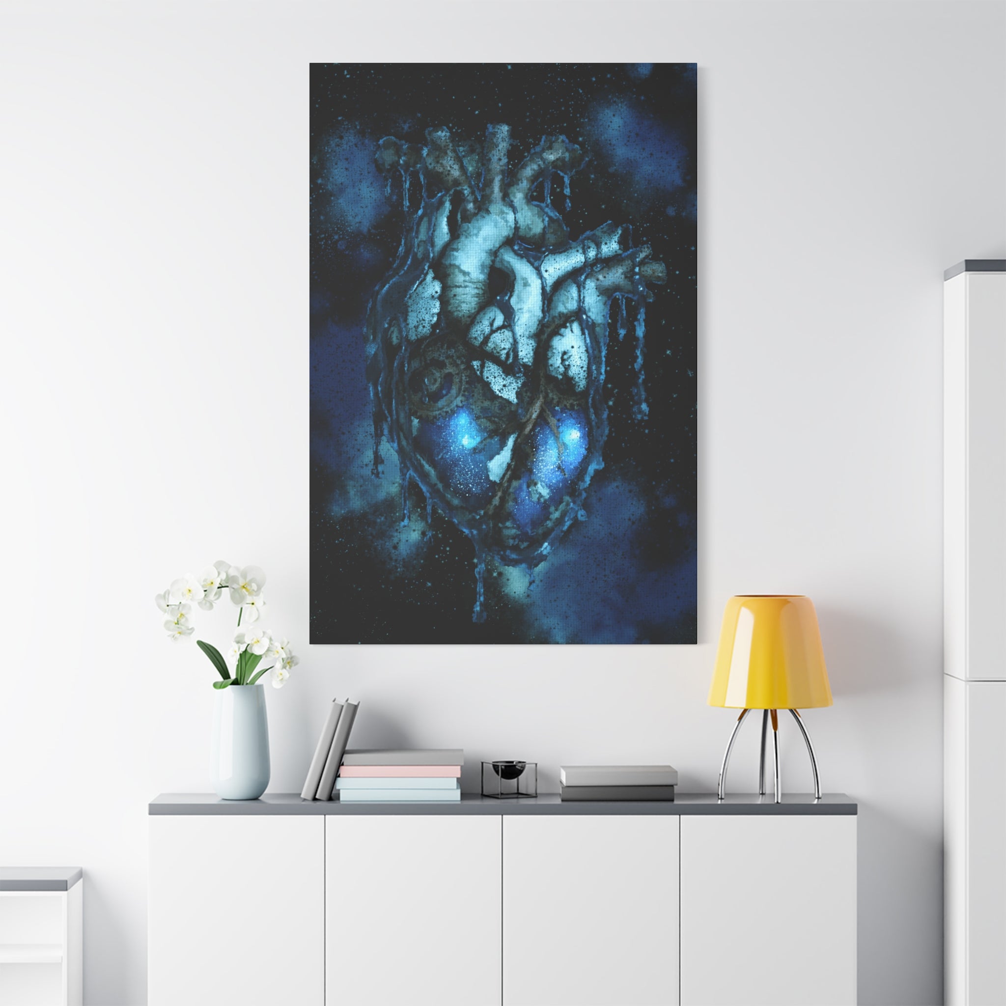 Galaxy Heart Canvas Wall Art - Cosmic Anatomical Space Love Decor
