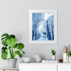 Cosmic Winter Deer Poster - Ethereal Snow Forest Art Print