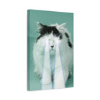 Laser Cat Canvas Wall Art - Funny Sci-Fi Space Feline Decor