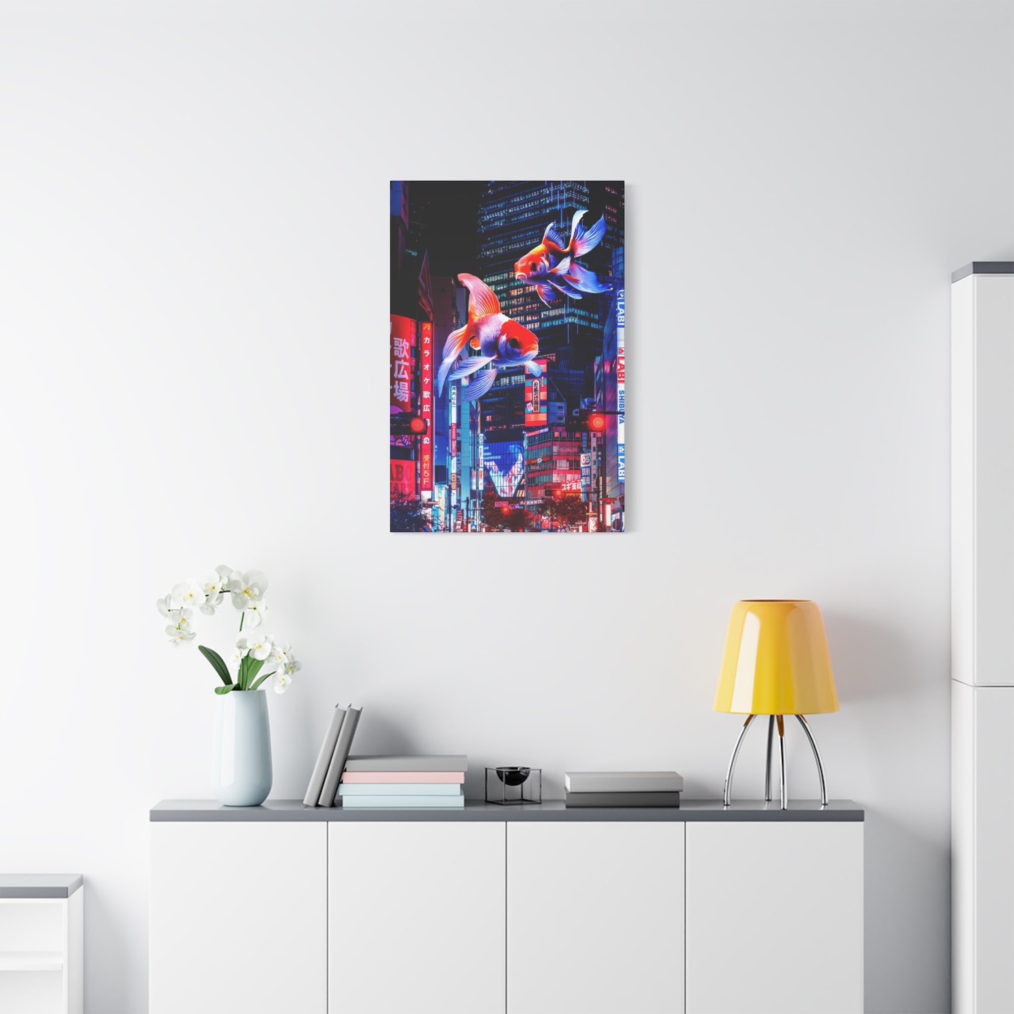 Japanese City Punk FX.2 Canvas Wall Art - Neon Japan Cyberpunk Street