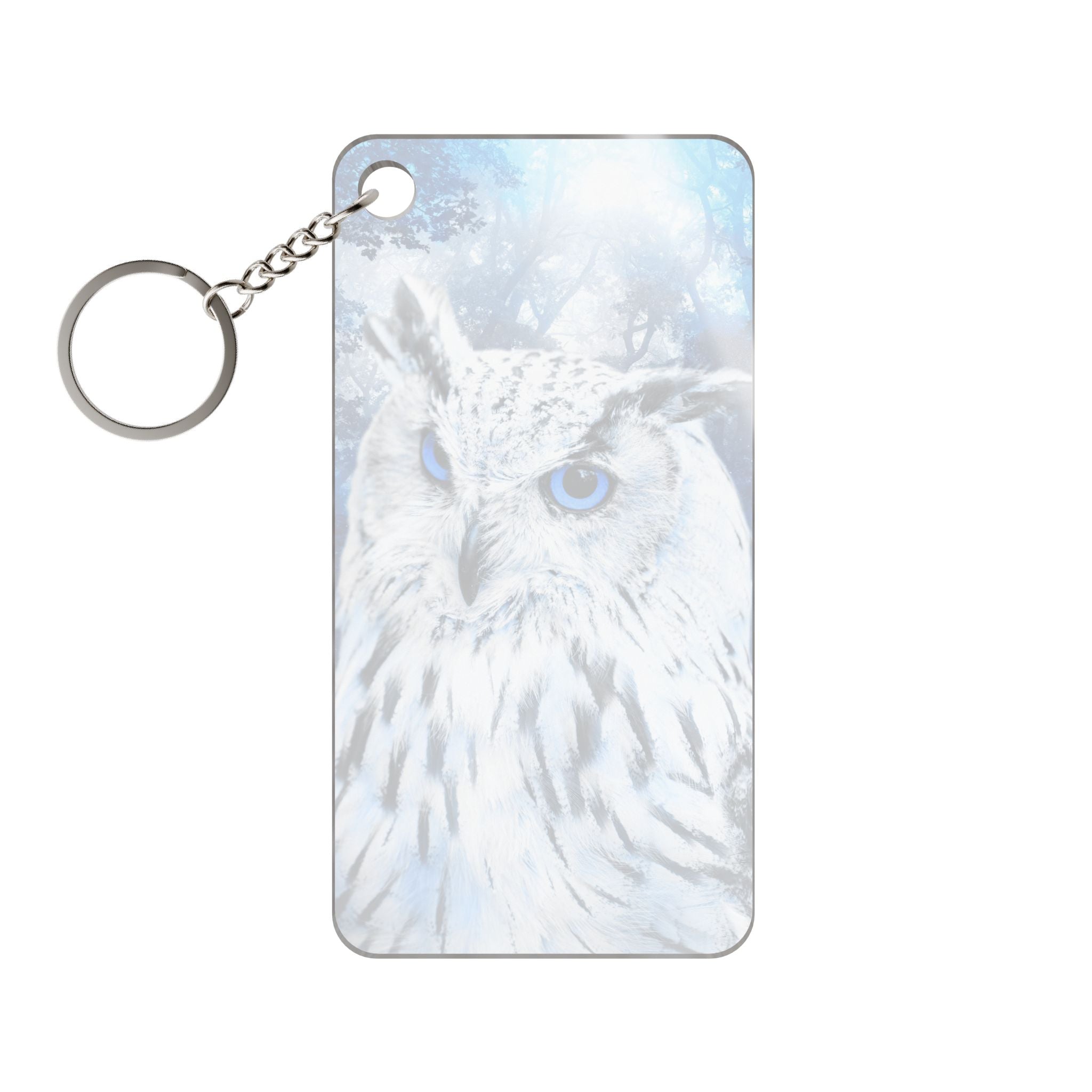Frost Owl Keychain - Winter Bird Acrylic Charm