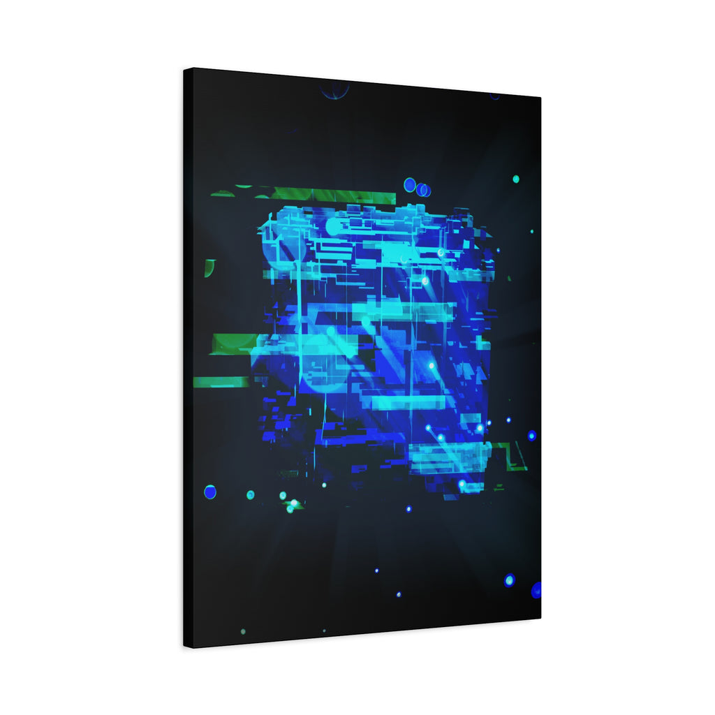 The Data Cube Sci-Fi Cyberpunk Canvas Art | Abstract Tech Futuristic Digital Wall Decor