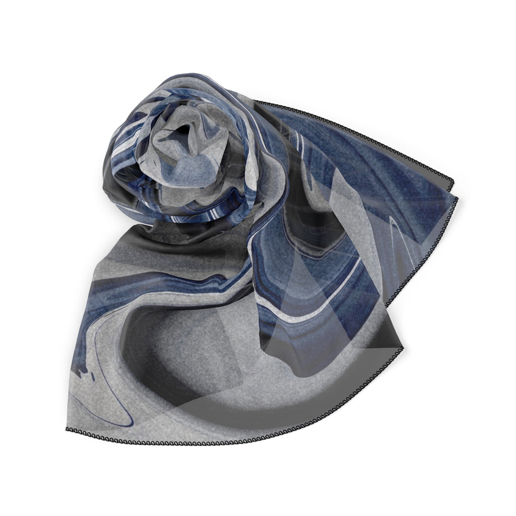 Chrome And Blue Scarf - Swirling Mix Shawl