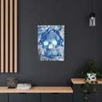 Blue Flame Skull Canvas Wall Art - Gothic Dark Fantasy Decor
