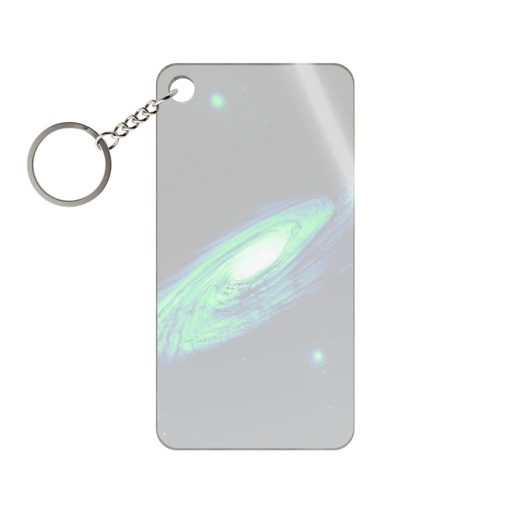 Vaporwave Green and Blue Spiral Galaxy Acrylic Charm Keychain