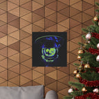 The Void of Space Matte Vertical Poste - Neon Skull Astronaut Art Print