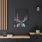 Cyberpunk Slick Street Canvas Wall Art - Neon Alley Decor