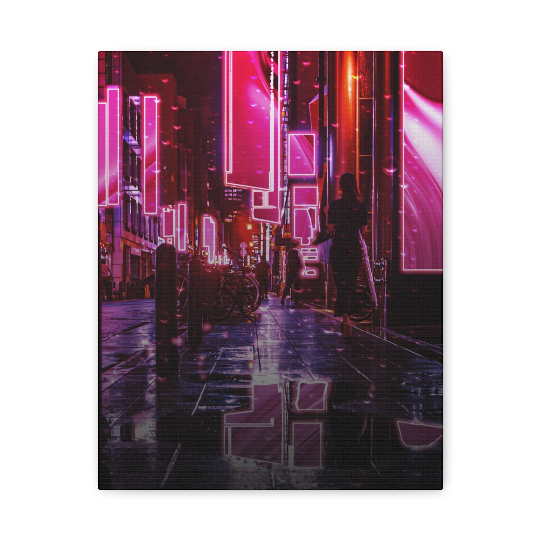 Japanese City Punk FX.3 Canvas Wall Art - Cyberpunk Tokyo Street Decor
