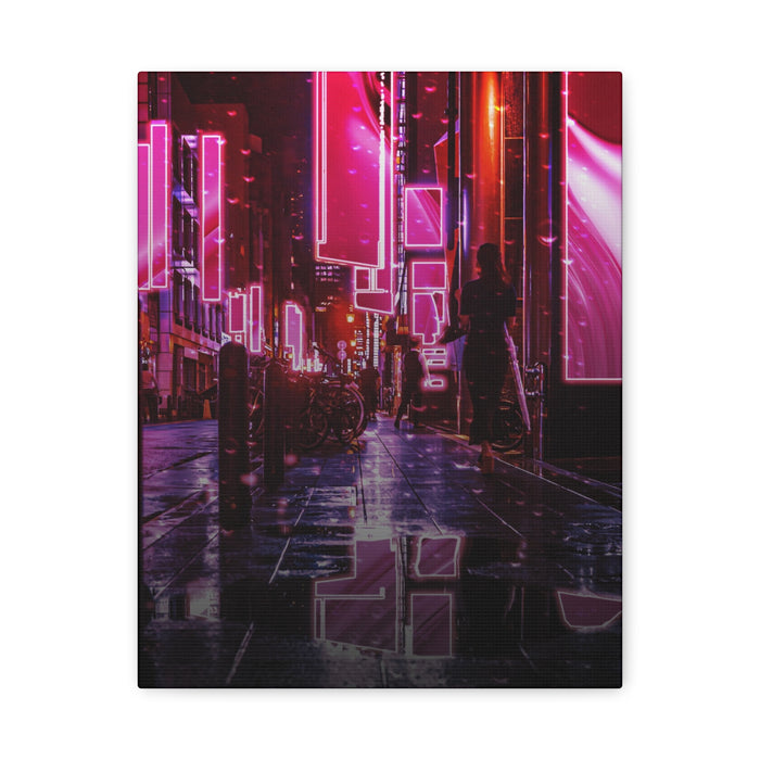 Japanese City Punk FX.3 Canvas Wall Art - Cyberpunk Tokyo Street Decor