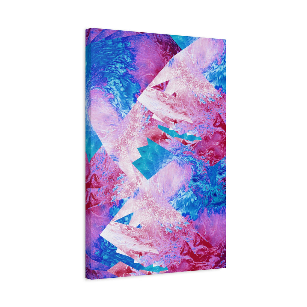 Trippy Pink and Blue Fractal Canvas Art | Surreal Abstract Sacred Geometry Wall Decor