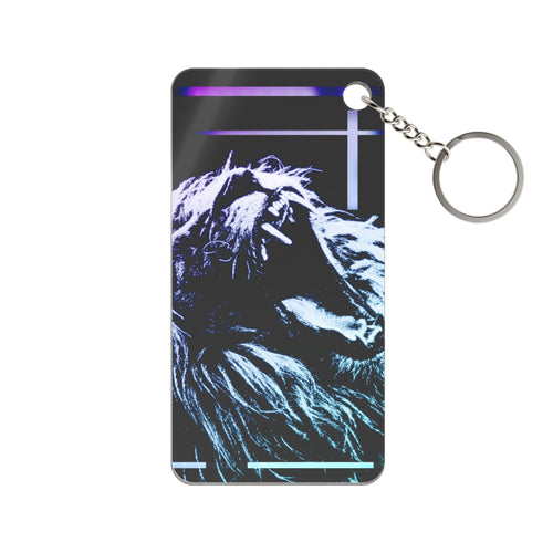 CRT Lion Retro Wave Keychain - Synthwave Acrylic Charm