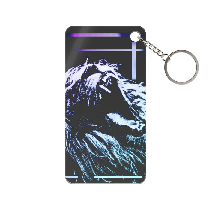 CRT Lion Retro Wave Keychain - Synthwave Acrylic Charm