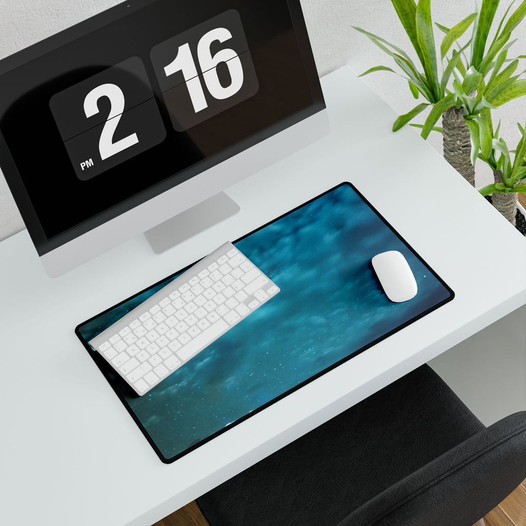 Serene Blue Sunrise Desk Mat - Calm Ocean Horizon Mouse Pad