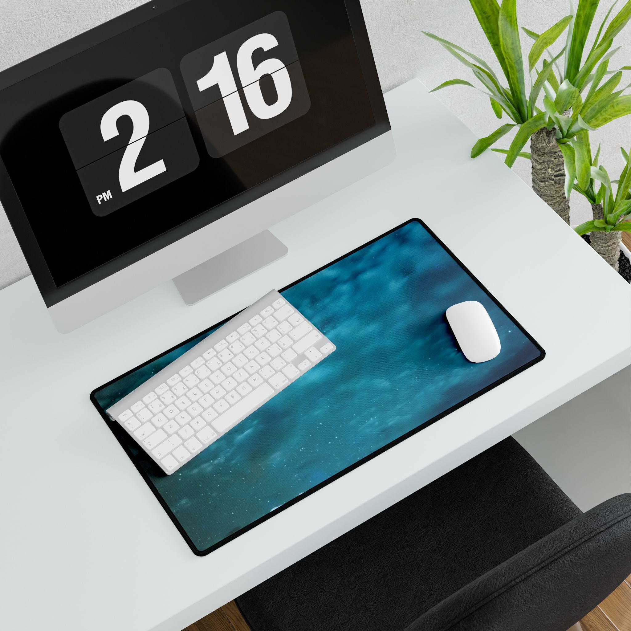 Serene Blue Sunrise Desk Mat - Calm Ocean Horizon Mouse Pad