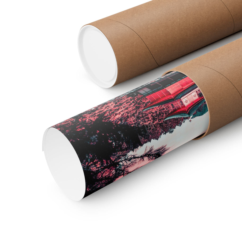 Red Forest Poster - Abstract Crimson Landscape Art Print