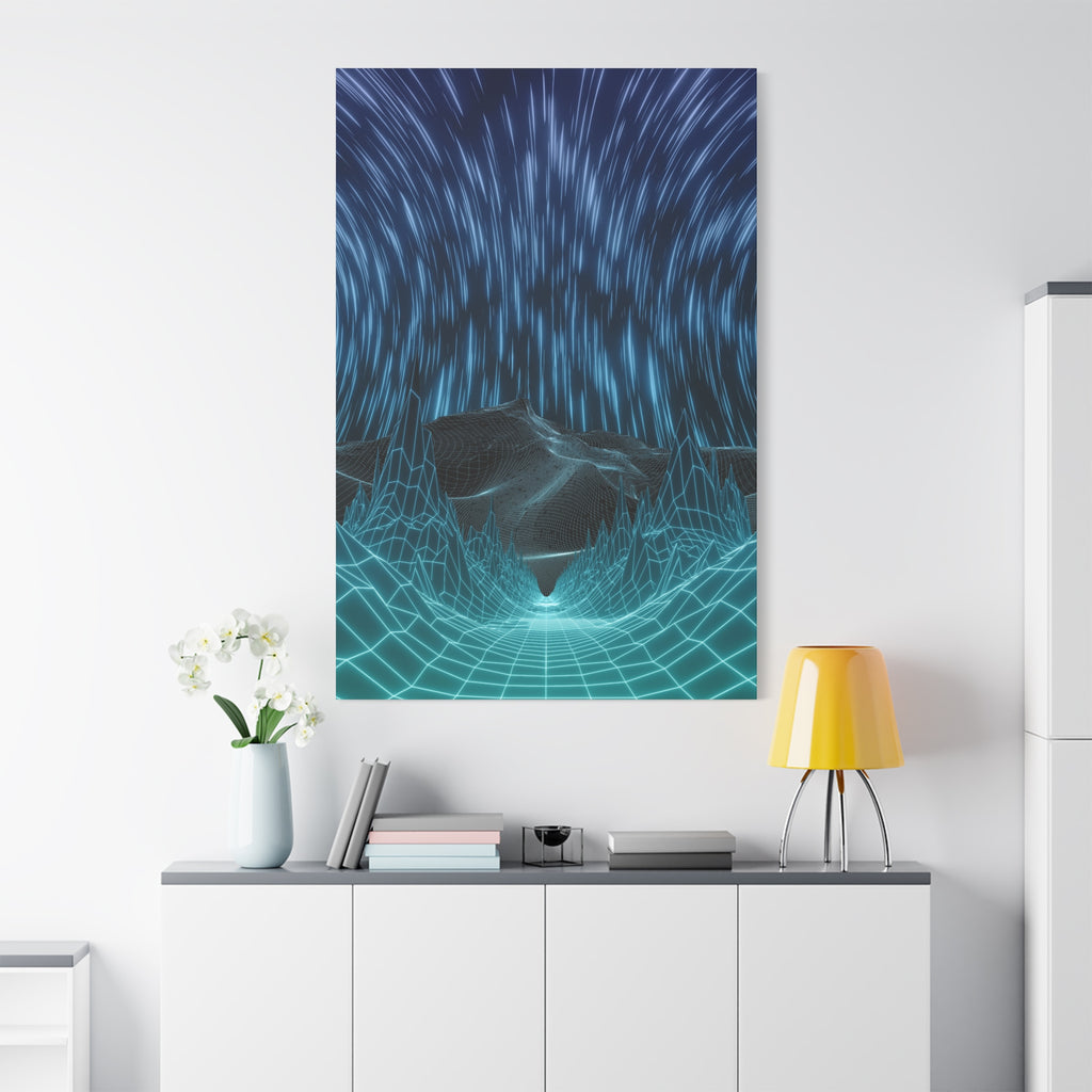 Cyber Wave Escape Canvas Print - Retro Futurism Vaporwave Decor