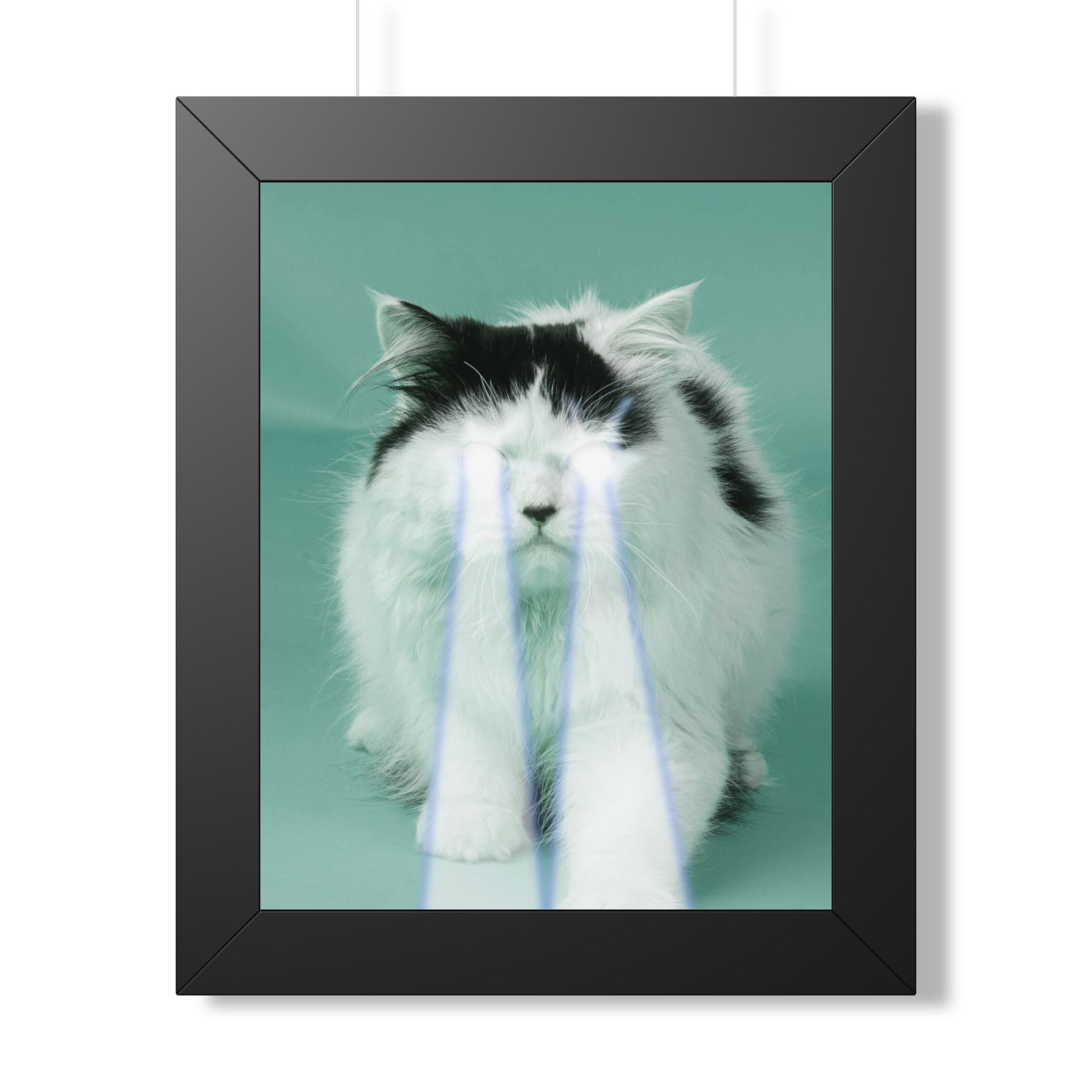 Laser Cat Framed Poster - Funny Sci-Fi Space Feline Wall Art