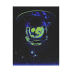 The Void of Space Matte Vertical Poste - Neon Skull Astronaut Art Print