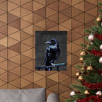 Blue Crow Poster Print - Surreal Raven Bird Art