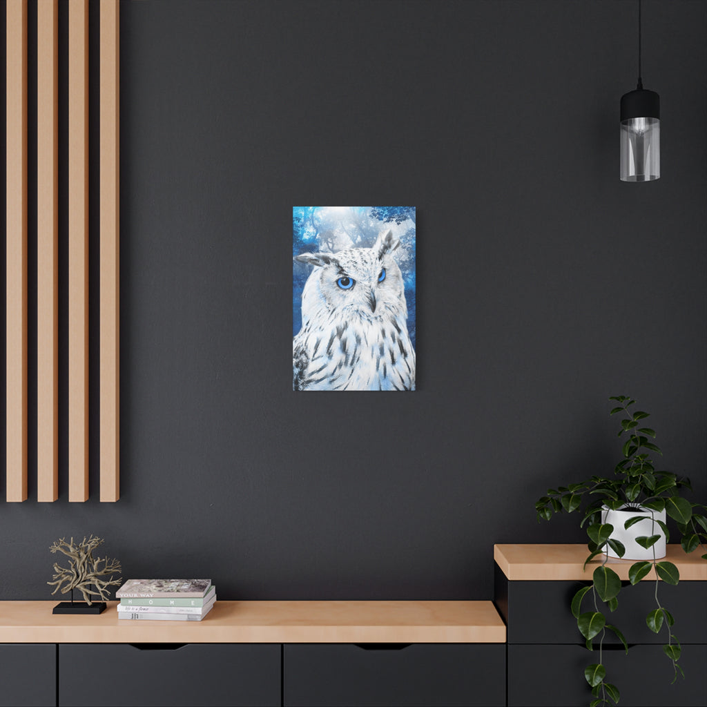 Frost Owl Canvas Wall Art - Winter Animal Fantasy Nature Decor