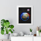 Earth Glitched Framed Poster - Digital Glitch Space Wall Art