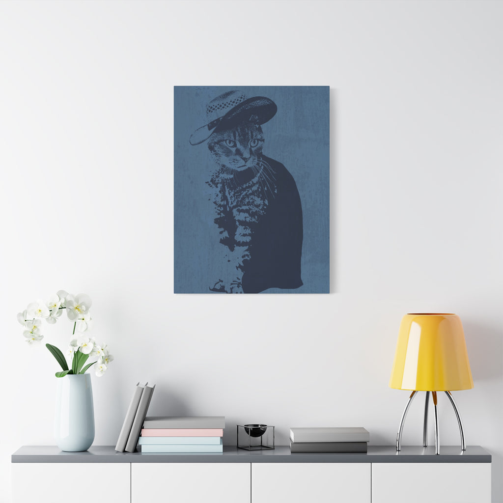 Grey Tabby Cat Canvas Wall Art - Cute Pet Portrait Decor