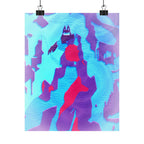 Retro Ice Cave Poster - Cool-Toned Glitch Aesthetic Art Print
