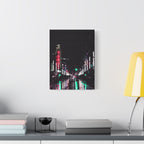 Cyberpunk Slick Street Canvas Wall Art - Neon Alley Decor
