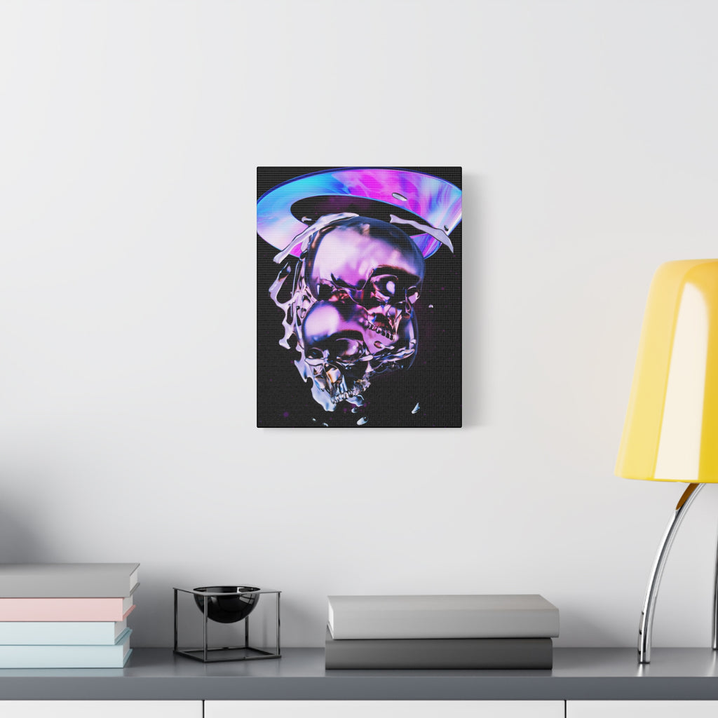 Melted Skeleton Skulls Canvas Wall Art - Gothic Cosmic Skull Decor